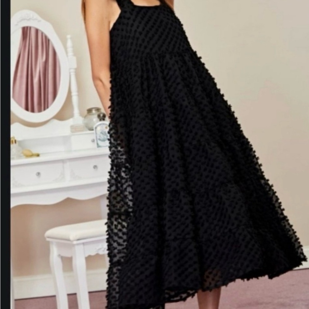 Sister Jane Black Zippered Tiered Polka Dot Dress Size L